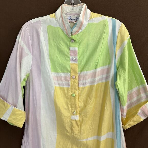 Catherine Ogust for Penthouse Gallery Signature Shirt Dress Womens Small? Pastel - Picture 2 of 7